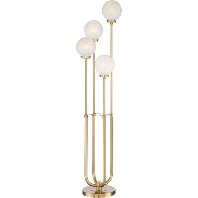 Possini Euro Design Mid Century Modern Glam Style Floor Lamp 4-Light LED 68.5" Tall Warm Gold Glass Globe Shade For Living Room House Uplight 10 Possini Euro Design Mid Century Modern Glam Style Floor Lamp 4-Light LED 68.5" Tall Warm Gold Glass Globe Shade For Living Room House Uplight - Image 8