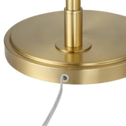 Possini Euro Design Modern Arc Floor Lamp Standing 62 1/2" Tall Warm Gold Offset Arm White Linen Drum Shade For Living Room Reading Family Bedroom -Possini Euro Design Shop GUEST e9d9a70f 382b 47da 8121 786292511eea