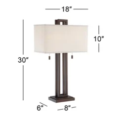 Possini Euro Design Gossard Modern Industrial Table Lamp 30" Tall Bronze With USB Charging Port White Rectangular Shade For Bedroom Living Room Office -Possini Euro Design Shop GUEST eb87346d 0b87 415b b685 77e43ce881ff
