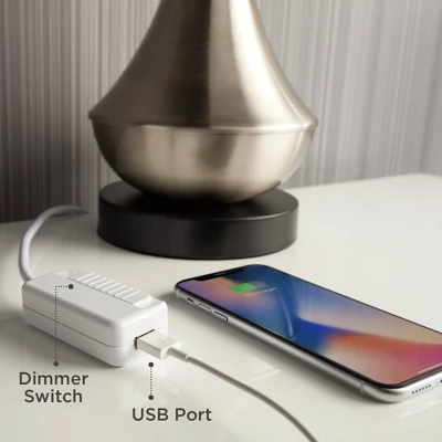 Possini Euro Design Modern Table Lamp With USB Charging Port And Nightlight LED 25" High Blue Art Glass White Shade For Bedroom Desk (Color May Vary) 10 Possini Euro Design Modern Table Lamp With USB Charging Port And Nightlight LED 25" High Blue Art Glass White Shade For Bedroom Desk (Color May Vary) - Image 8