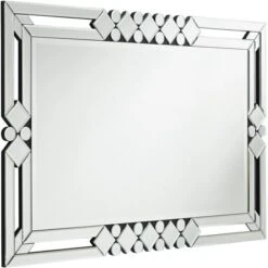 Possini Euro Design Clafia Rectangular Vanity Wall Mirror Modern Beveled Edge Clear Diamond Mirrored Frame 26" Wide For Bathroom Bedroom Living Room -Possini Euro Design Shop GUEST ed8e753b f925 4666 b61e 58d2b737aaa5