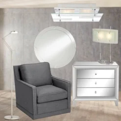 Possini Euro Design Charles Street Modern Desk Lamp 23" High Chrome Satin Nickel Frosted Slump Glass Shade For Bedroom Living Room Bedside Nightstand -Possini Euro Design Shop GUEST ee188d28 1b4e 4af1 8eec b5eefa3ae7cf