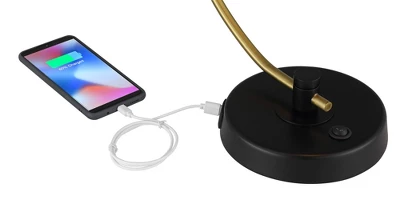 Possini Euro Design Modern Mid Century Desk Lamp 28 1/2" Tall Warm Gold Black With Dual USB Charging Ports For Bedroom Living Room Office Reading Home 5 Possini Euro Design Modern Mid Century Desk Lamp 28 1/2" Tall Warm Gold Black With Dual USB Charging Ports For Bedroom Living Room Office Reading Home - Image 3