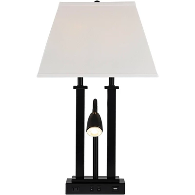 Possini Euro Design Deacon Modern Desk Table Lamp 26" High Black With USB And AC Power Outlet In Base LED Reading Light Oatmeal Shade For Office Desk 9 Possini Euro Design Deacon Modern Desk Table Lamp 26" High Black With USB And AC Power Outlet In Base LED Reading Light Oatmeal Shade For Office Desk - Image 7