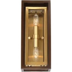 Possini Euro Design Modern Mid Century Outdoor Wall Light Fixture Oil Rubbed Bronze Brass 14" Double Box Glass For Exterior Barn Deck House Porch Yard -Possini Euro Design Shop GUEST eff0e518 c8c8 479d b391 2abf3735d0bd