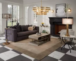 Possini Euro Design Granview Modern Table Lamp 32 1/2" Tall Brass Column Taupe Organza Outer Off White Linen Inner Drum Shade For Bedroom Living Room -Possini Euro Design Shop GUEST f00dc396 7e97 4d21 bd9b 465361d7213e 1