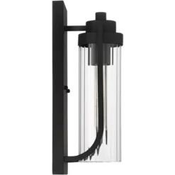 Possini Euro Design Bogata Modern Outdoor Wall Light Fixture Textured Black 15 1/2" Clear Ribbed Glass For Post Exterior Barn Deck House Porch Yard -Possini Euro Design Shop GUEST f0145b65 4c82 4212 a915 143f48d3ef80