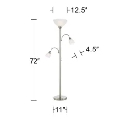 Possini Euro Design Alexei Modern Torchiere Floor Lamp With Side Lights 72" Tall Brushed Nickel White Crackle Glass For Living Room Reading Bedroom -Possini Euro Design Shop GUEST f4eb8bf7 732e 410a 9fba 97404d5cf528
