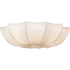 Possini Euro Design Planetarium Modern Ceiling Light Flush Mount Fixture 21" Wide Chrome 3-Light Ivory Fabric Scalloped Bowl For Bedroom Living Room -Possini Euro Design Shop GUEST f60a00a1 5cb3 4db1 9830 ba7204aa3cb4
