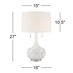 Possini Euro Design Natalia Modern Country Cottage Table Lamp 27" Tall White Ceramic Glaze Textured Floral Drum Shade For Bedroom Living Room Bedside 14 Possini Euro Design Natalia Modern Country Cottage Table Lamp 27" Tall White Ceramic Glaze Textured Floral Drum Shade For Bedroom Living Room Bedside -Possini Euro Design Shop GUEST f74b0968 2381 4959 a6e1 dd2c98dfa83a