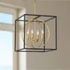 Possini Euro Design Black Warm Brass Cage Foyer Pendant Chandelier 16 1/2" Wide 4-Light Mid Century Modern For Dining Room House -Possini Euro Design Shop GUEST f753ce7e f136 42ac 95eb 2a4daec68738