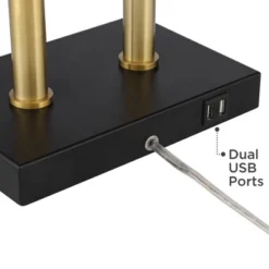 Possini Euro Design Keegan Modern Desk Lamp 24" High Warm Brass With Dual USB Charging Ports LED Adjustable Black Shade For Bedroom Living Room Desk -Possini Euro Design Shop GUEST f7c5654c 2ff0 4368 9784 4f28f7aa76ef