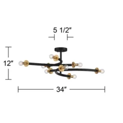 Possini Euro Design Alturus Modern Ceiling Light Semi Flush Mount Fixture 34" Wide Gloss Black Warm Brass 8-Light For Bedroom Living Room Hallway Home -Possini Euro Design Shop GUEST f909c07d b22a 4613 8b5b 9514fe3b4f0a