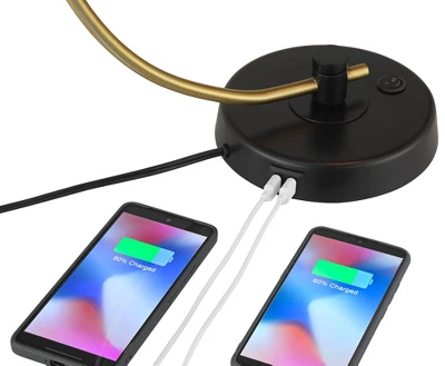 Possini Euro Design Modern Mid Century Desk Lamp 28 1/2" Tall Warm Gold Black With Dual USB Charging Ports For Bedroom Living Room Office Reading Home 6 Possini Euro Design Modern Mid Century Desk Lamp 28 1/2" Tall Warm Gold Black With Dual USB Charging Ports For Bedroom Living Room Office Reading Home - Image 4