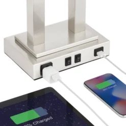 Possini Euro Design Amity Modern Table Lamp 26" High Brushed Nickel With USB And AC Power Outlet In Base White Linen Shade For Bedroom Bedside Desk 11 Possini Euro Design Amity Modern Table Lamp 26" High Brushed Nickel With USB And AC Power Outlet In Base White Linen Shade For Bedroom Bedside Desk -Possini Euro Design Shop GUEST faab9f00 a01b 4be2 963c a37ffcd0f7f1