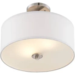 Possini Euro Design Halsted Modern Ceiling Light Semi Flush Mount Fixture 15" Wide Brushed Nickel 2-Light Oatmeal Linen Drum For Bedroom Living Room 10 Possini Euro Design Halsted Modern Ceiling Light Semi Flush Mount Fixture 15" Wide Brushed Nickel 2-Light Oatmeal Linen Drum For Bedroom Living Room -Possini Euro Design Shop GUEST fb5ea2b7 23eb 4186 9ae2 c19ffe763ffd