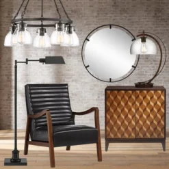 Possini Euro Design Bellis Bronze Wagon Wheel Pendant Chandelier 25" Wide Modern Clear Glass 5-Light Fixture For Dining Room House Kitchen Island Home -Possini Euro Design Shop GUEST fb9d0a92 c25d 40b4 8942 94c15527398e