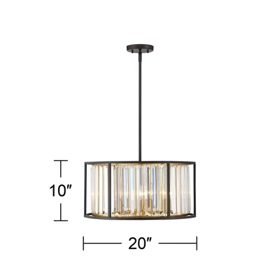 Possini Euro Design Milne Bronze Gold Drum Pendant Chandelier 20" Wide Modern Crystal 5-Light Fixture For Dining Room House Kitchen Island Entryway 9 Possini Euro Design Milne Bronze Gold Drum Pendant Chandelier 20" Wide Modern Crystal 5-Light Fixture For Dining Room House Kitchen Island Entryway - Image 7