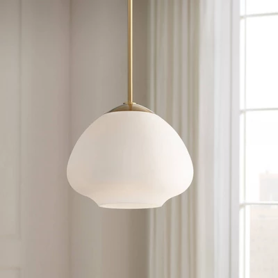 Possini Euro Design Orilla Brass Mini Pendant Light 11 3/4" Wide Mid Century Modern White Opal Glass Shade For Dining Room House Foyer Kitchen Island 3 Possini Euro Design Orilla Brass Mini Pendant Light 11 3/4" Wide Mid Century Modern White Opal Glass Shade For Dining Room House Foyer Kitchen Island