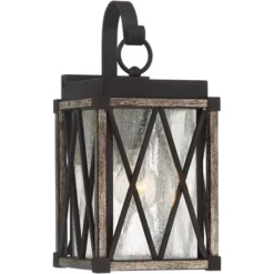 Possini Euro Design Brawley Rustic Industrial Outdoor Wall Light Fixture Bronze Wood Grain 13 1/2" Clear Seedy Glass For Post Exterior Barn Deck House -Possini Euro Design Shop GUEST fddb185d 2a6f 48db a6db 5392c2aad276