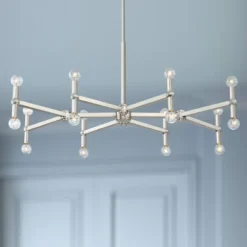 Possini Euro Design Marya Brushed Nickel Chandelier 37 3/4" Wide Modern 16-Light Fixture For Dining Room House Foyer Kitchen Island Entryway Bedroom