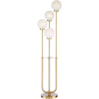 Possini Euro Design Mid Century Modern Glam Style Floor Lamp 4-Light LED 68.5" Tall Warm Gold Glass Globe Shade For Living Room House Uplight 9 Possini Euro Design Mid Century Modern Glam Style Floor Lamp 4-Light LED 68.5" Tall Warm Gold Glass Globe Shade For Living Room House Uplight - Image 7
